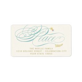 Etiqueta Navidades Peace Script Calligraphy Foliage Classic