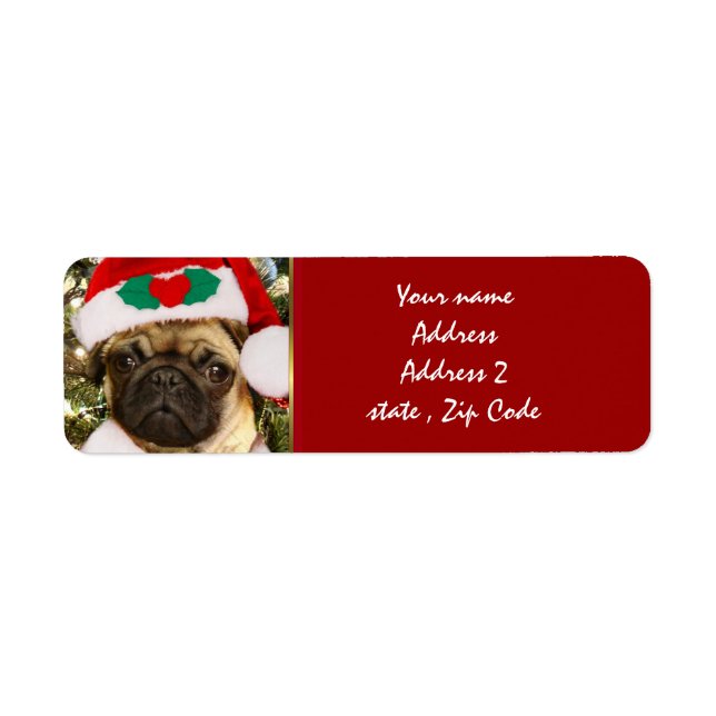 Etiqueta Navidades Perro Pug (Frente)