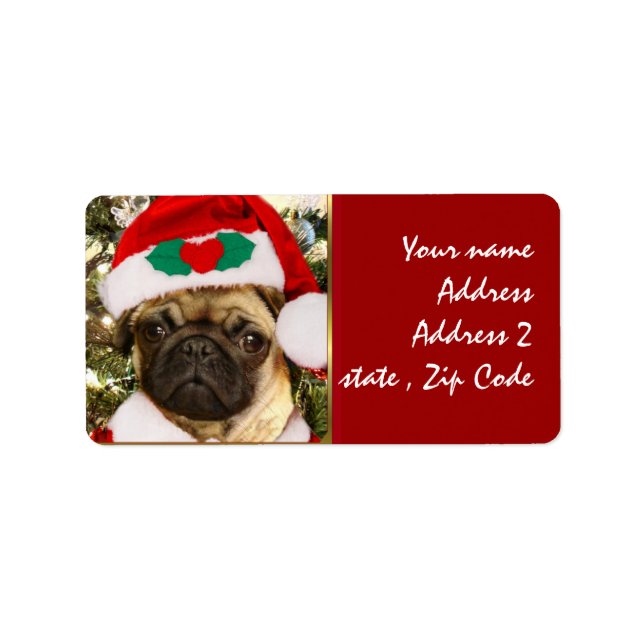 Etiqueta Navidades Perro Pug (Frente)