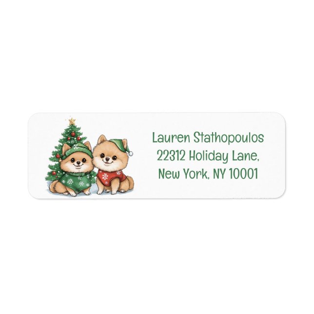 Etiqueta Navidades Perros de Pomerania (Frente)