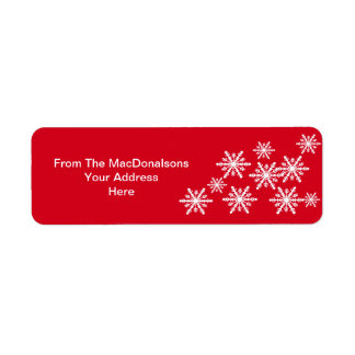 Etiqueta Navidades personalizados de copos de nieve rojos y