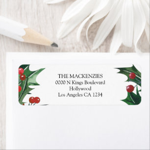 Etiqueta Navidades personalizados de Holly Berries