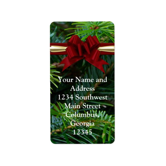Etiqueta Navidades Pine/Gold/Red Bow (Frente)
