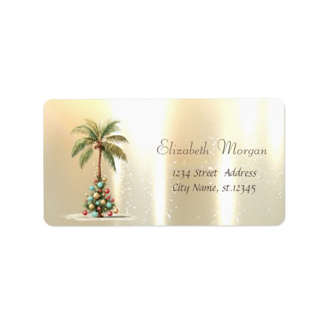 Etiqueta Navidades Pine Tree Palm Balls Gold (Frente)