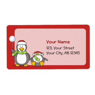 Etiqueta Navidades Pingüinos Snowballing