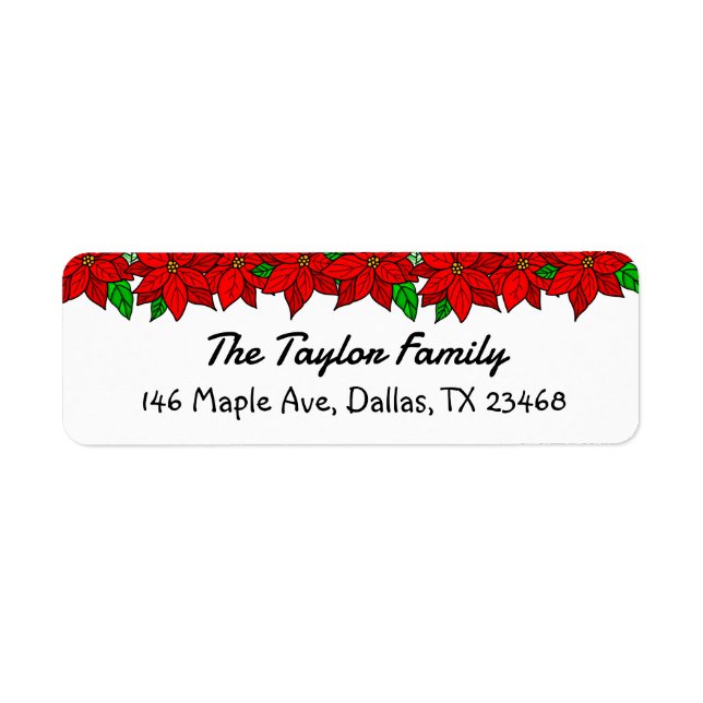 Etiqueta Navidades Poinsettias Personalizadas (Frente)