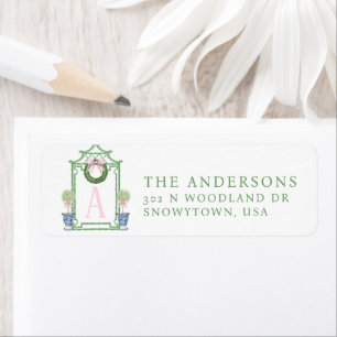 Etiqueta Navidades Preppy Chinoiserie Pagoda