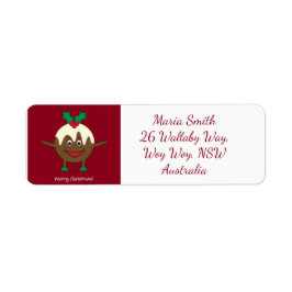 Etiqueta Navidades pudding personaje de caricatura