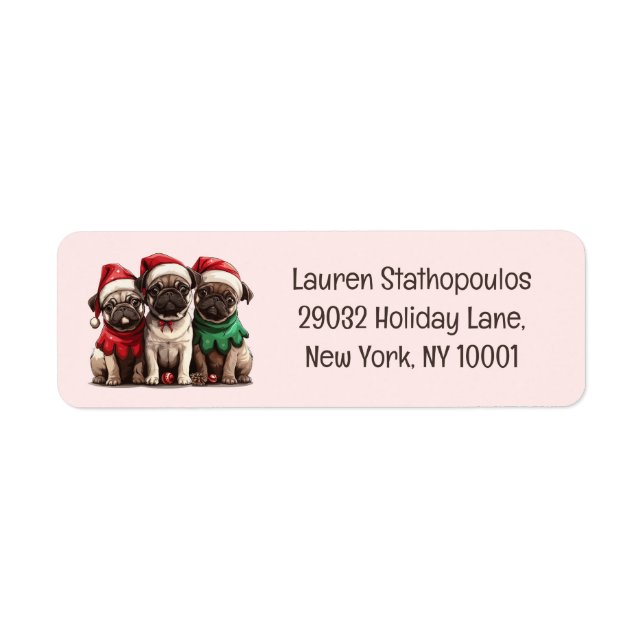 Etiqueta Navidades Pug Dogs (Frente)