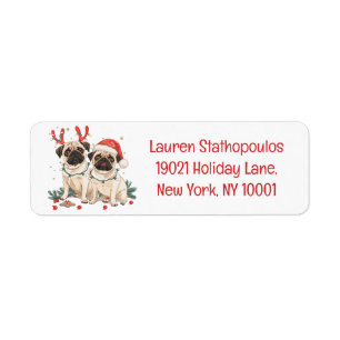 Etiqueta Navidades Pug Dogs