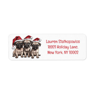 Etiqueta Navidades Pug Dogs Santa