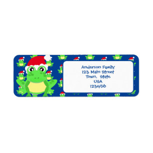 Etiqueta Navidades Rana Azul Patrón Santa Hat Novela Cul