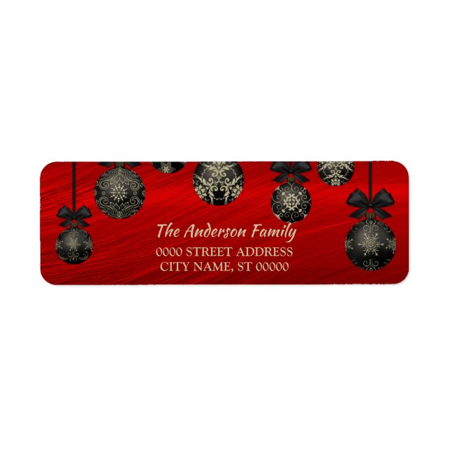 Etiqueta Navidades Red Black Elegant Holidays Winter (Frente)