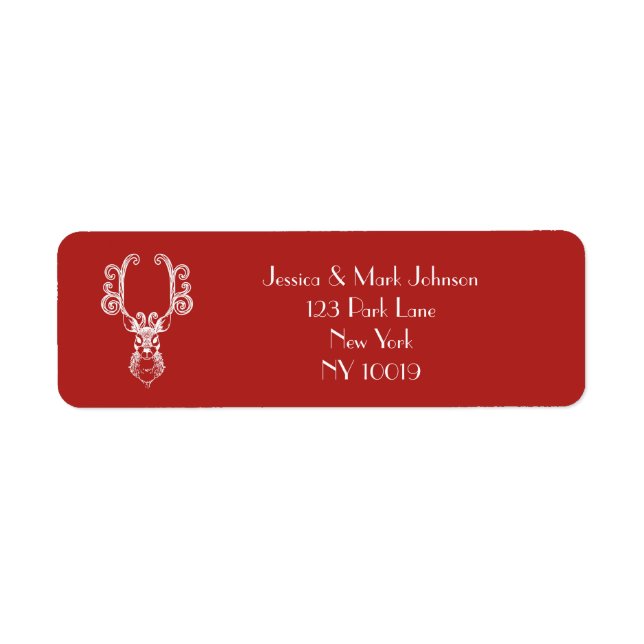 Etiqueta Navidades Red Deer Head Personal Name Text (Frente)