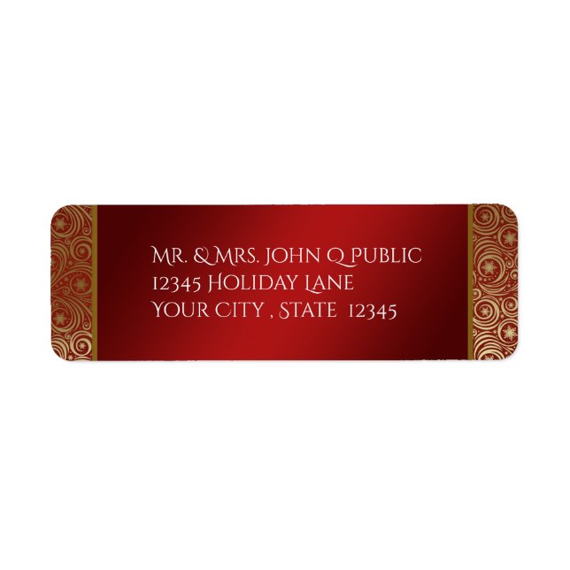 Etiqueta Navidades Red Gold Snowflake Filigree (Frente)