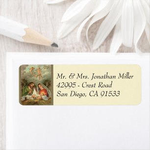 Etiqueta Navidades religiosos Natividad Sagrada Familia Jes