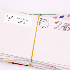 Etiqueta Navidades reno divertido dirección moderna regreso