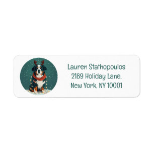 Etiqueta Navidades reno Perro de montaña Bernese