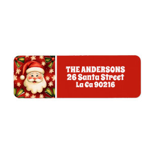 Etiqueta Navidades retro de la época Santa Claus y arcos