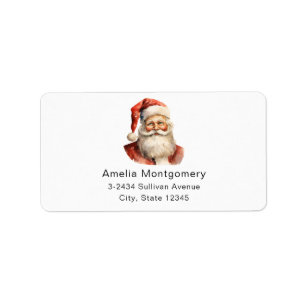 Etiqueta Navidades Retro Dirección Santa Claus