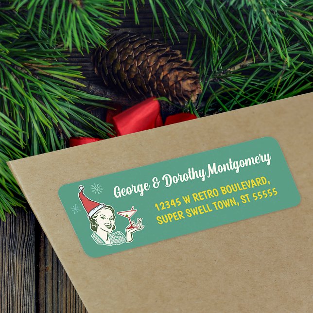 Etiqueta Navidades retro Mujer moderna del siglo medio Sant (Subido por el creador)