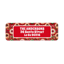 Etiqueta Navidades Retro Rojo Donan Red Tartán Plaid