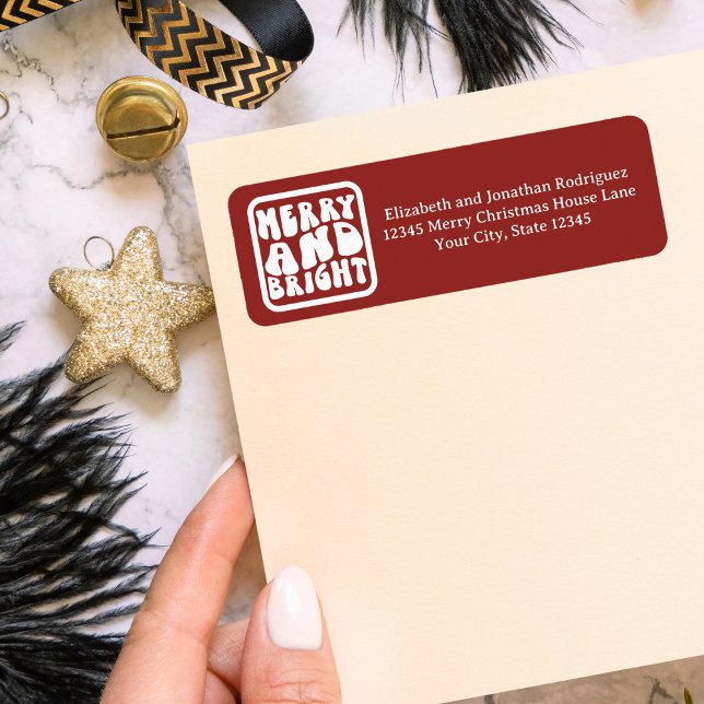 Etiqueta Navidades retro rojo y blanco negrita vacaciones (Subido por el creador)