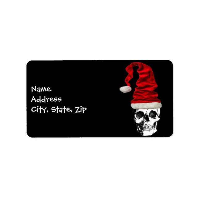 Etiqueta Navidades Retro Santa Skull (Frente)