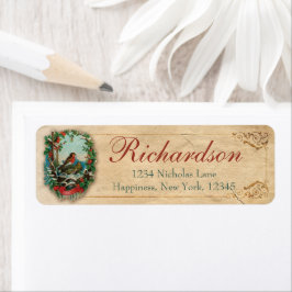 Etiqueta Navidades Robin Viejo Viejo Victoriano Desgaste Ro