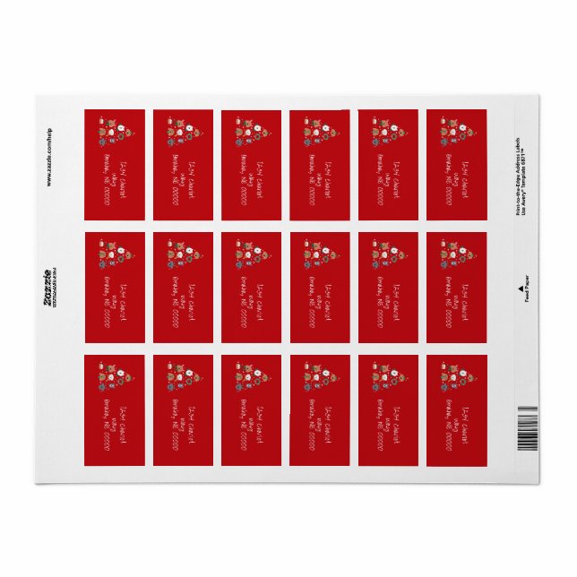 Etiqueta Navidades rojos con temas de perro (Hoja Entera)