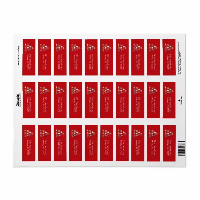 Etiqueta Navidades rojos con temas de perro (Hoja Entera)