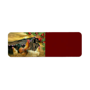 Etiqueta Navidades Rooster Hen Barn Coop Farm