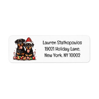 Etiqueta Navidades Rottweiler Dog Santa