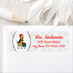 Etiqueta Navidades Santa Claus Gorra Welsh Terrier Dog Cute