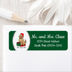 Etiqueta Navidades Santa Goldendoodle (rojo dorado) Cute de