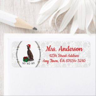 Etiqueta Navidades Santa Hat Greyhound Dog (romano le) Cute