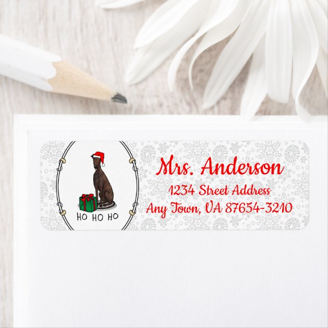 Etiqueta Navidades Santa Hat Greyhound Dog (romano le) Cute (In situ)