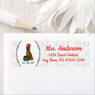 Etiqueta Navidades Santa Hat Irish Setter Dog (rojo 1)