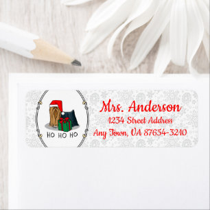 Etiqueta Navidades Santa Hat Yorkshire Terrier Yorkie Cute