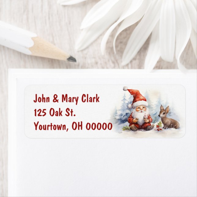 Etiqueta Navidades Se Gnomes Con Venado (In situ)