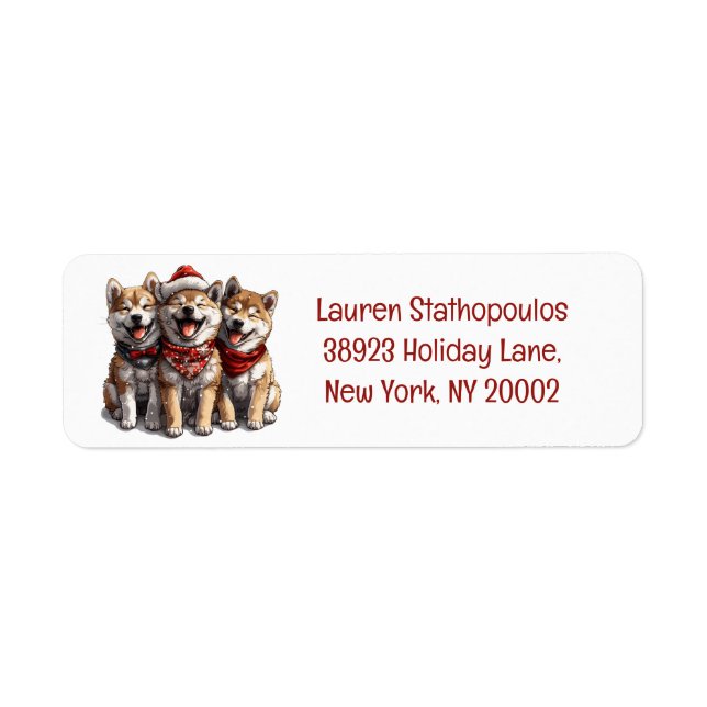 Etiqueta Navidades Shiba Inu Santa Dogs (Frente)
