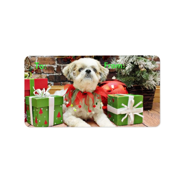 Etiqueta Navidades - Shih Tzu - Bailey (Frente)