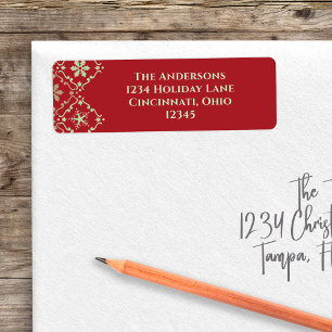 Etiqueta Navidades Simple Green Snowflake Classic Pattern