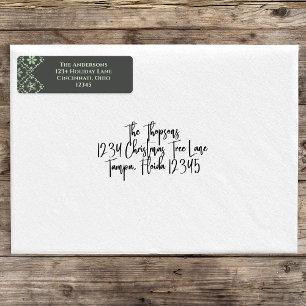 Etiqueta Navidades Simple Green Snowflake Classic Pattern