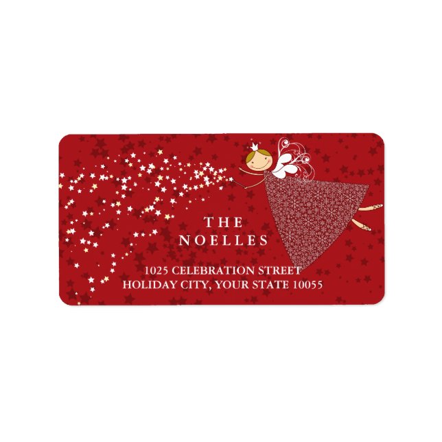 Etiqueta Navidades Snowflakes Magic Fairy Holiday Address (Frente)
