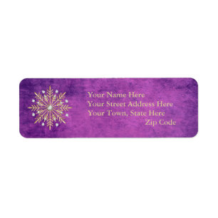 Etiqueta Navidades Snowflakes Purple & Gold