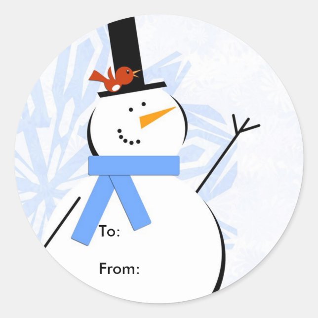 Etiqueta Navidades Snowman, Para: De: (Anverso)