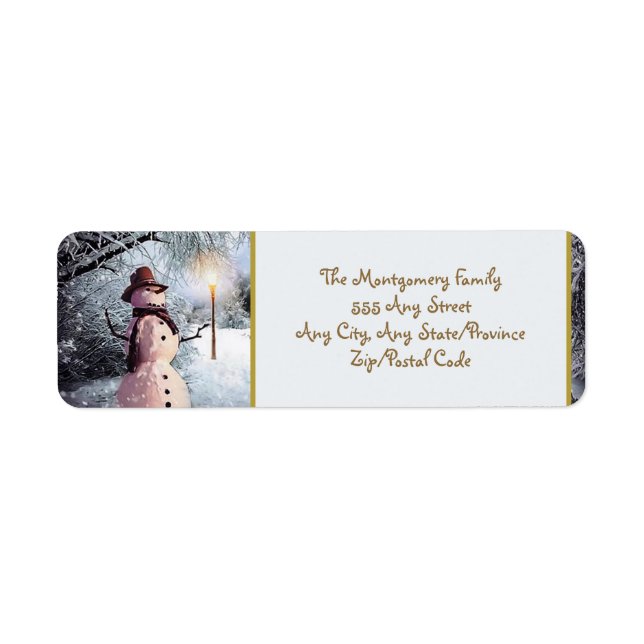 Etiqueta Navidades Snowman regresan (Frente)