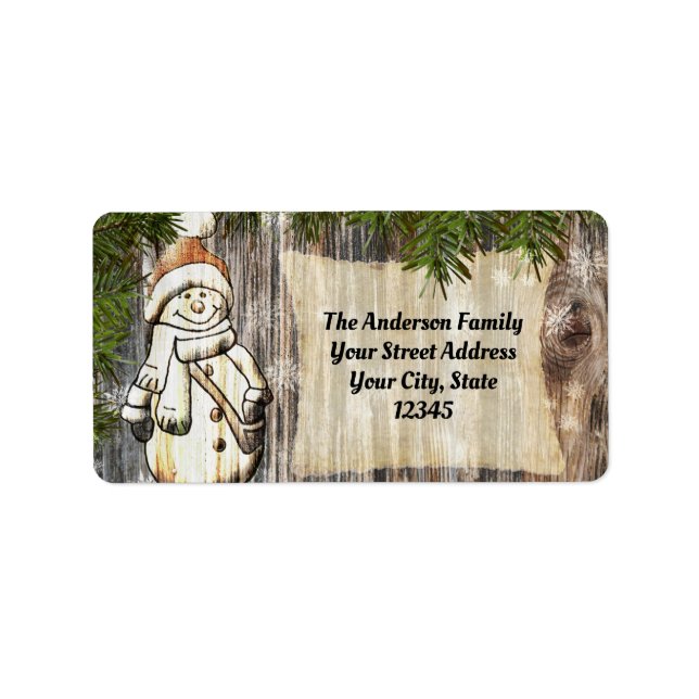 Etiqueta Navidades Snowman sonrientes (Frente)