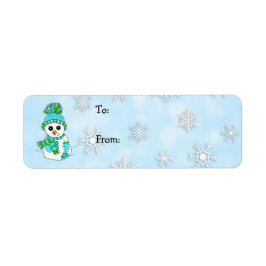 Etiqueta Navidades Snowman y Snowflakes de ida y vuelta